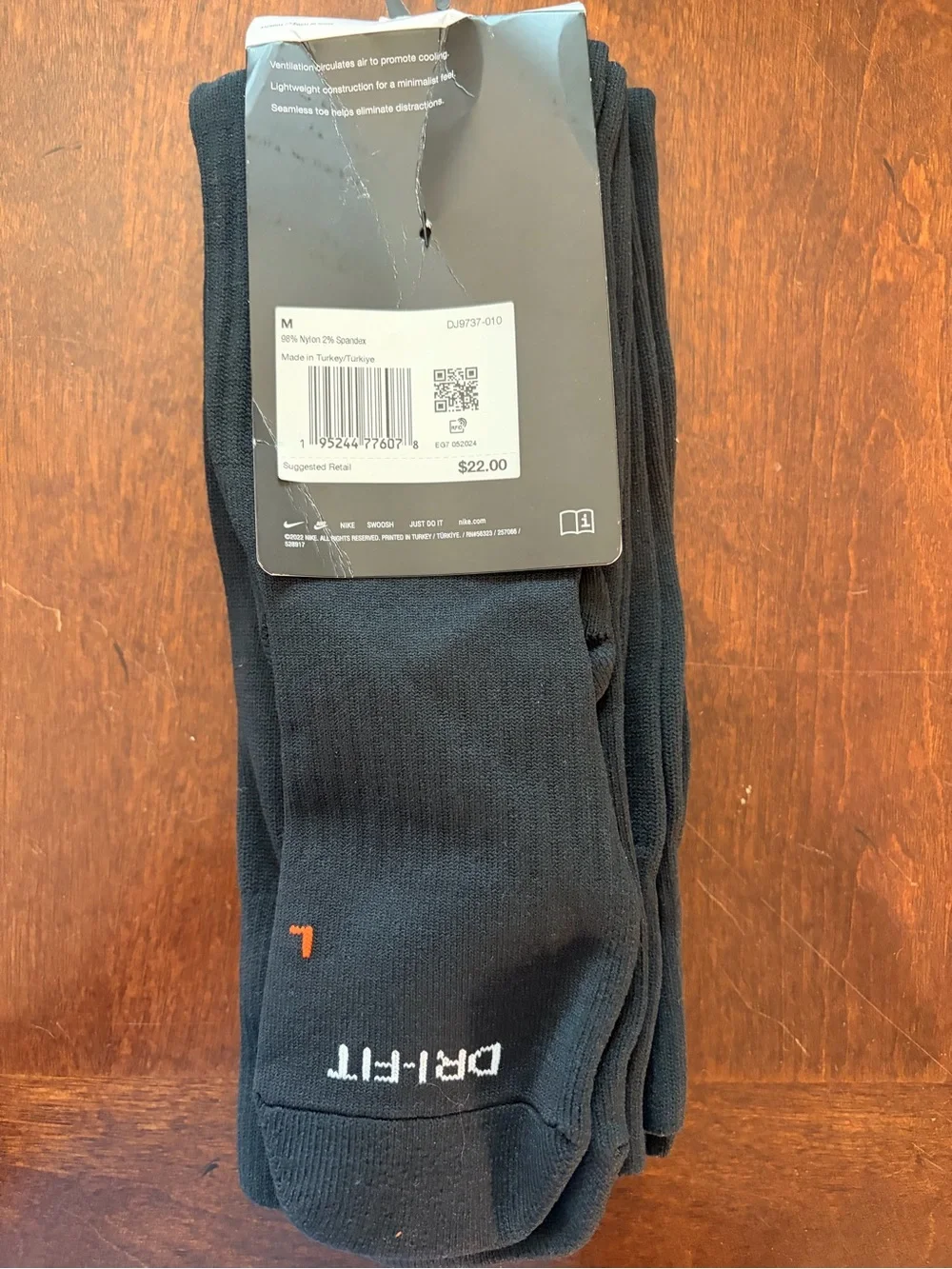 Nike Performance Dri-FIT Black Knee-High Socks - Men